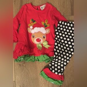 Rare Editions Red and Black Reindeer Kids Matching Set